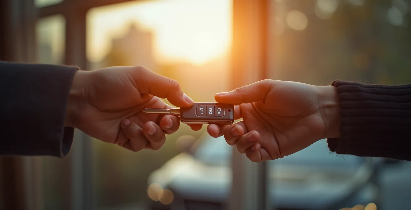 Intercambio de llaves de coche entre dos personas